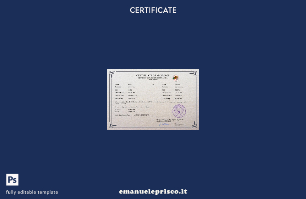 modello PSD di certificato di matrimonio algerino in stile verificato